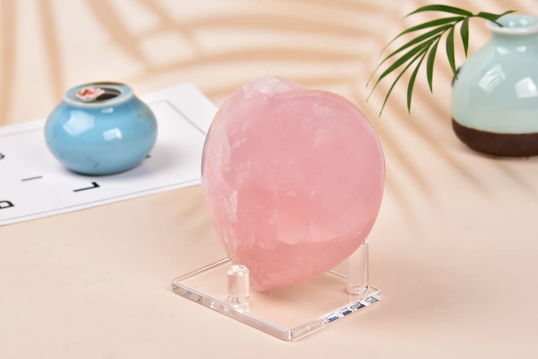 AMOYSTONE Quartz rose cœur avec inclusions naturelles uniques.