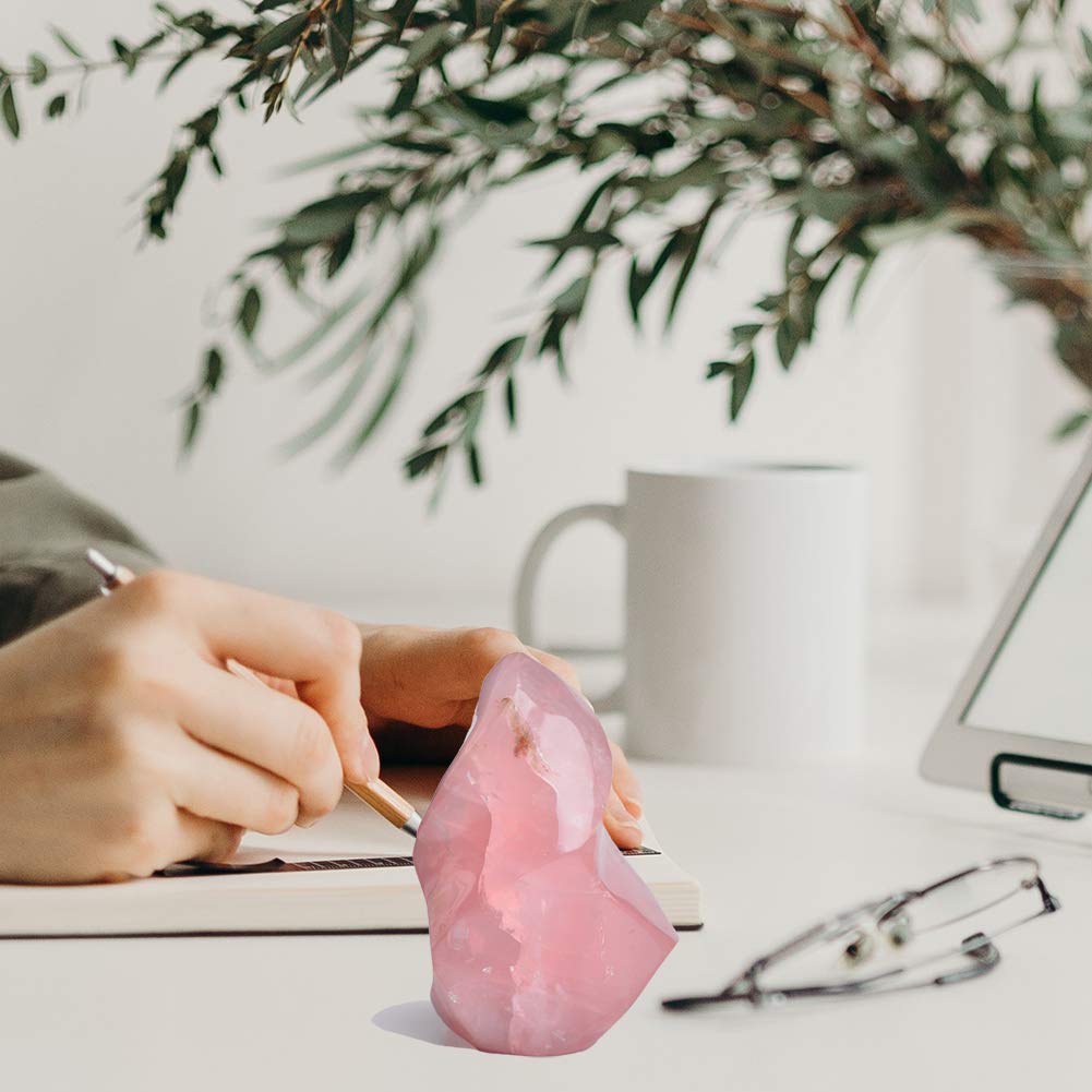 AMOYSTONE Rose Quartz flamme tour ambiance méditation et douceur dans la pièce.