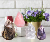 AMOYSTONE Rose Quartz flamme tour décor de chakra, énergie apaisante lors des pratiques.