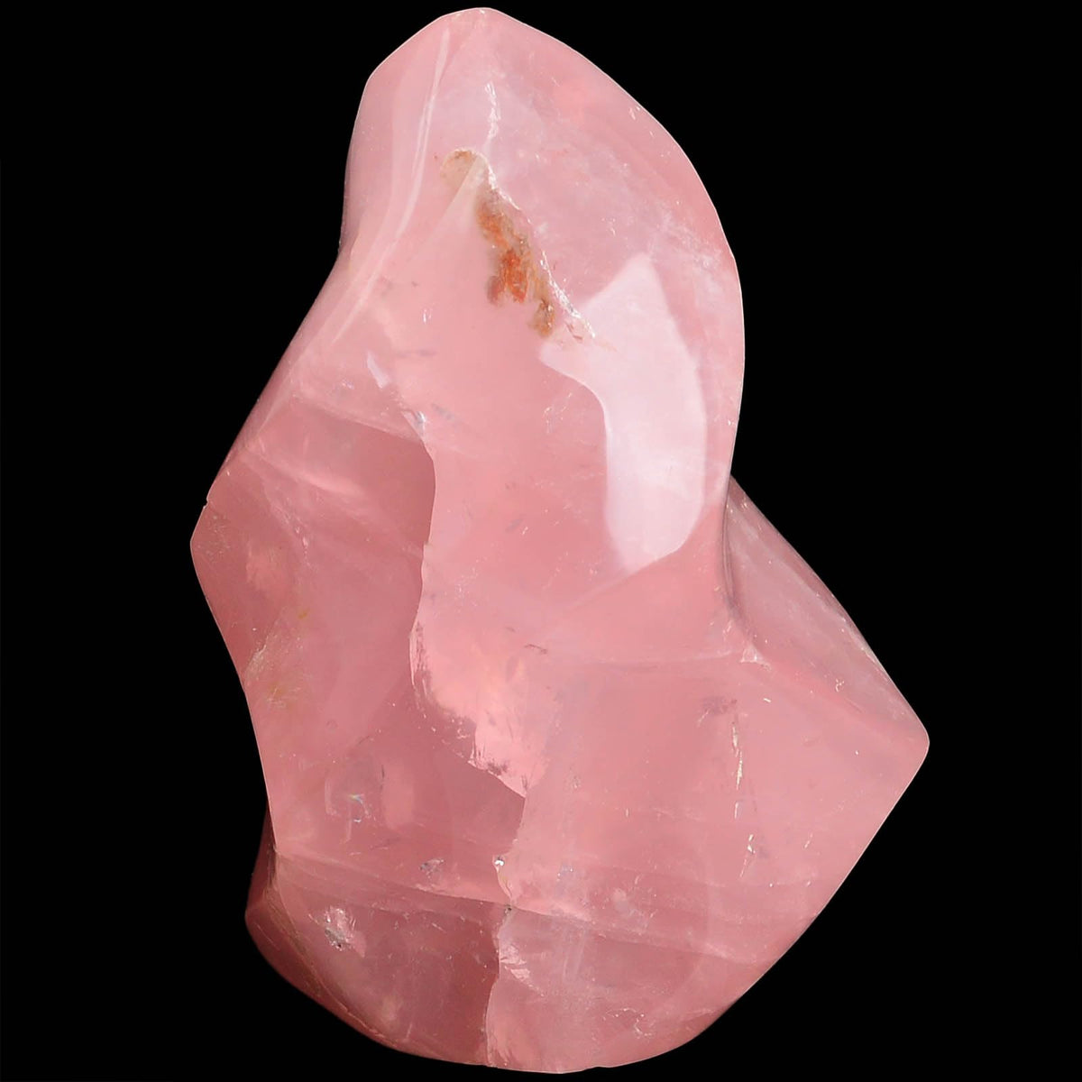 AMOYSTONE Rose Quartz flamme tour face, idéal pour méditation et équilibre émotionnel.