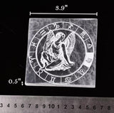 AMOYSTONE gravure sélénite constellations Virgo, vue rapprochée.
