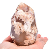 AMOYSTONE Tour Flamme Agate Fleur de Cerisier pour meditation calme et concentration.