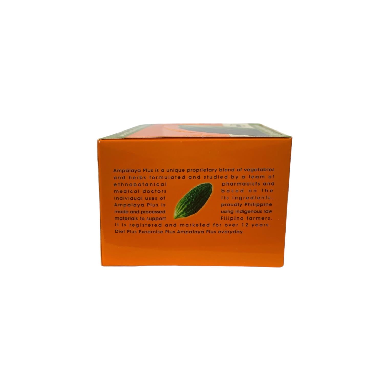 Ampalaya Plus — emballage clair avec informations sur les composants et usage.