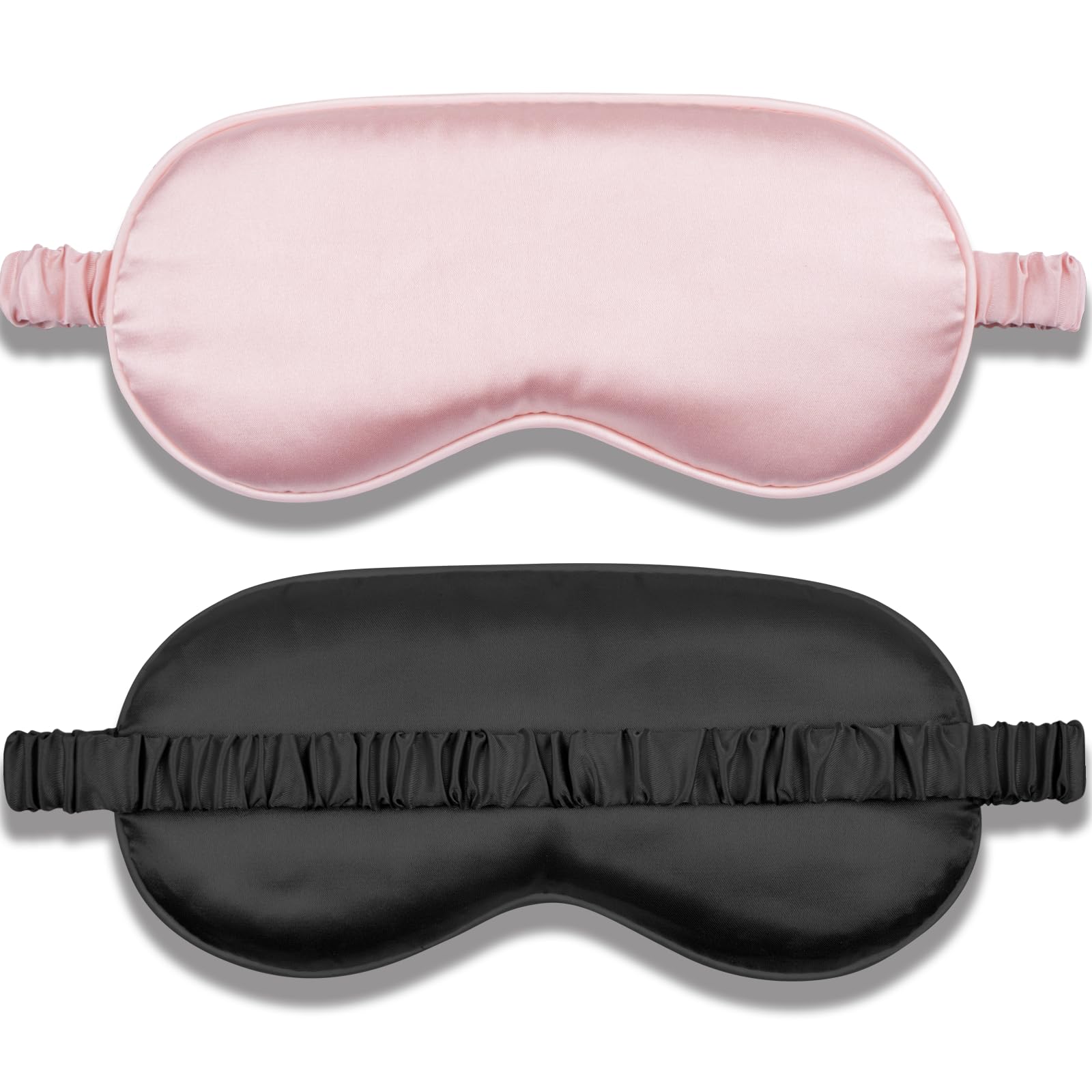 Masque Amrules en soie noir et rose, obscurcissement et douceur pour le repos.