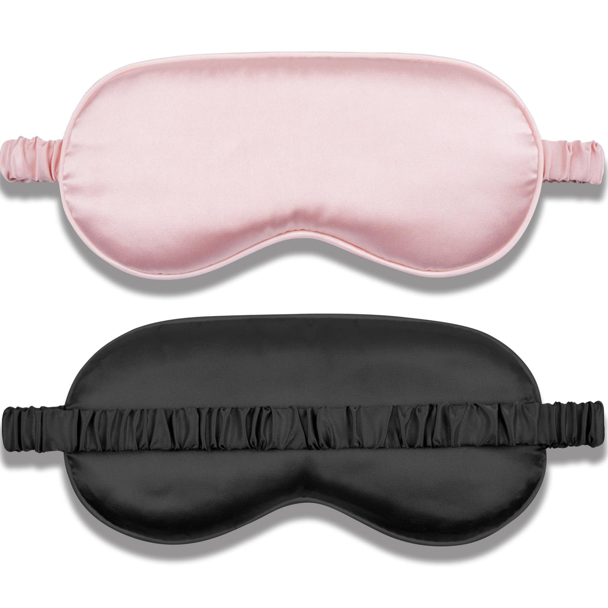 Masque Amrules en soie noir et rose, obscurcissement et douceur pour le repos.
