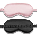 Masque Amrules en soie noir et rose, obscurcissement et douceur pour le repos.