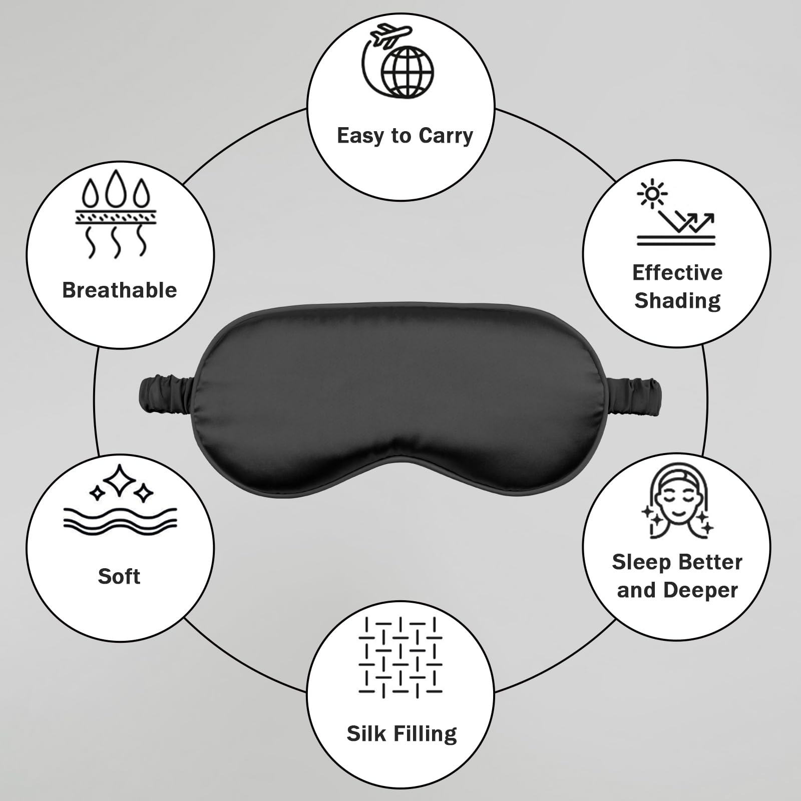 Masque Amrules en soie idéal pour maison et voyage, confort en déplacement.