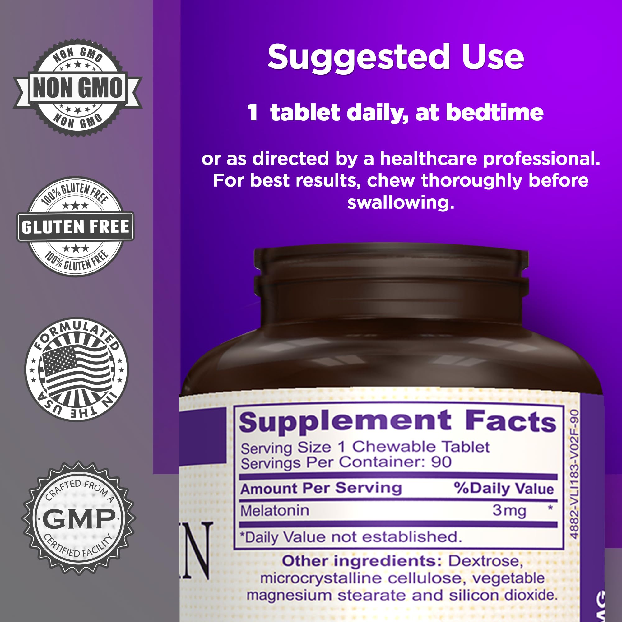 AMVILAB Mélatonine 3mg – tablettes saveur framboise pour un rituel nocturne agréable.