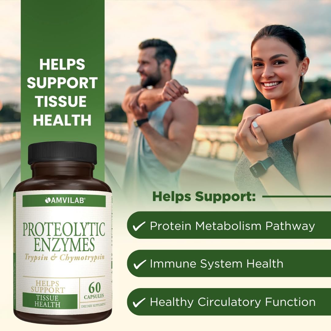 AMVILAB capsules de trypsine et chymotrypsine pour une prise quotidienne facile.