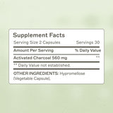 Amy Myers MD Charbon de coco capsules bouteille ouverte — utilisation simple
