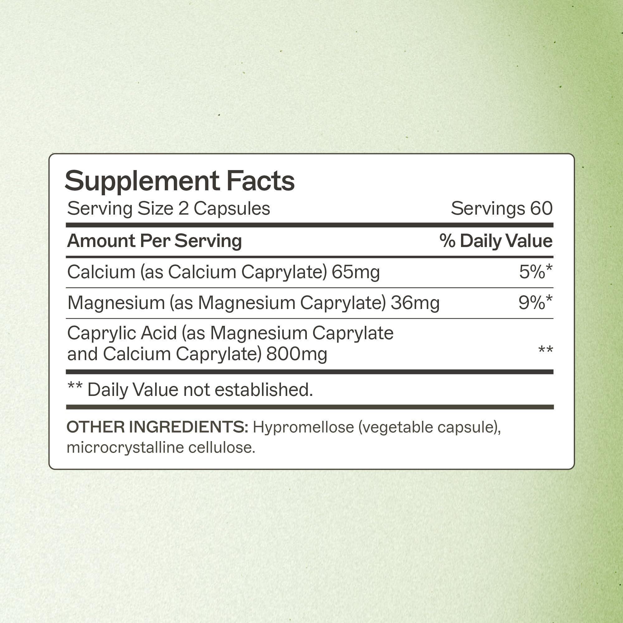 Amy Myers MD Caprylic Acid capsules présentées; soutien digestif possible et utilisation quotidienne.