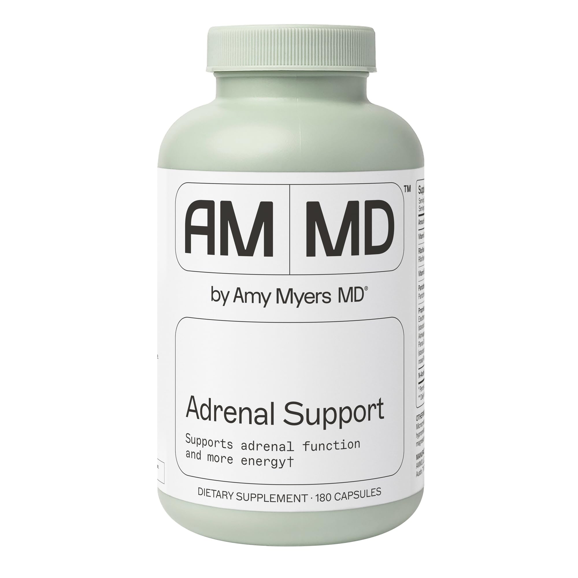 Amy Myers MD Adrenal Support – Bouteille du complément pour un usage quotidien et pratique.