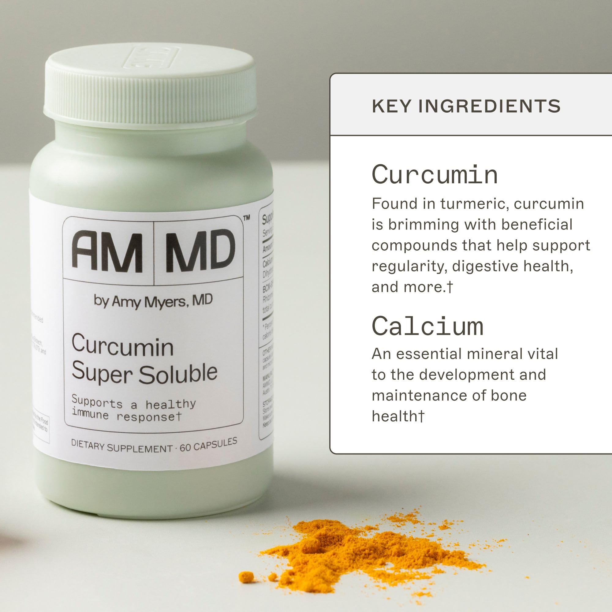 Amy Myers MD Curcumin Super Soluble : étiquette claire montrant les bienfaits potentiels pour le foie.