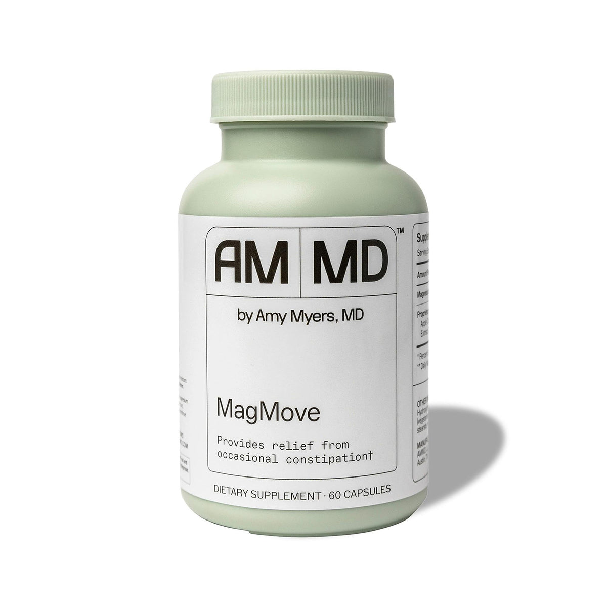MagMove par Amy Myers MD: bouteille visible, soutien potentiel au transit intestinal quotidien.