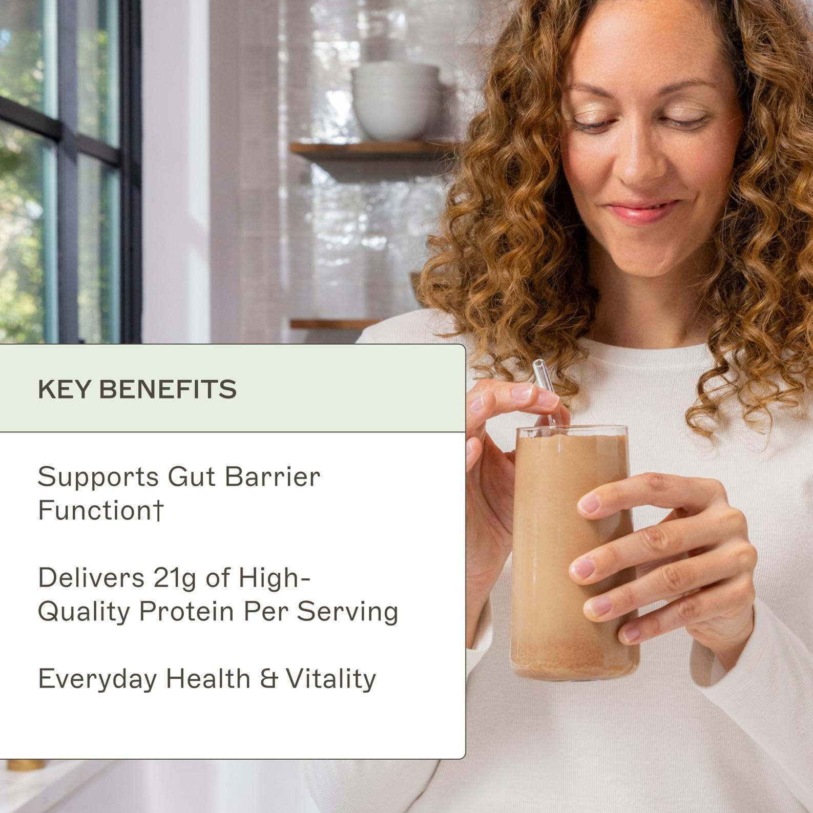 Sachet indiquant sans gluten et sans lait pour Amy Myers MD Paleo Protein.