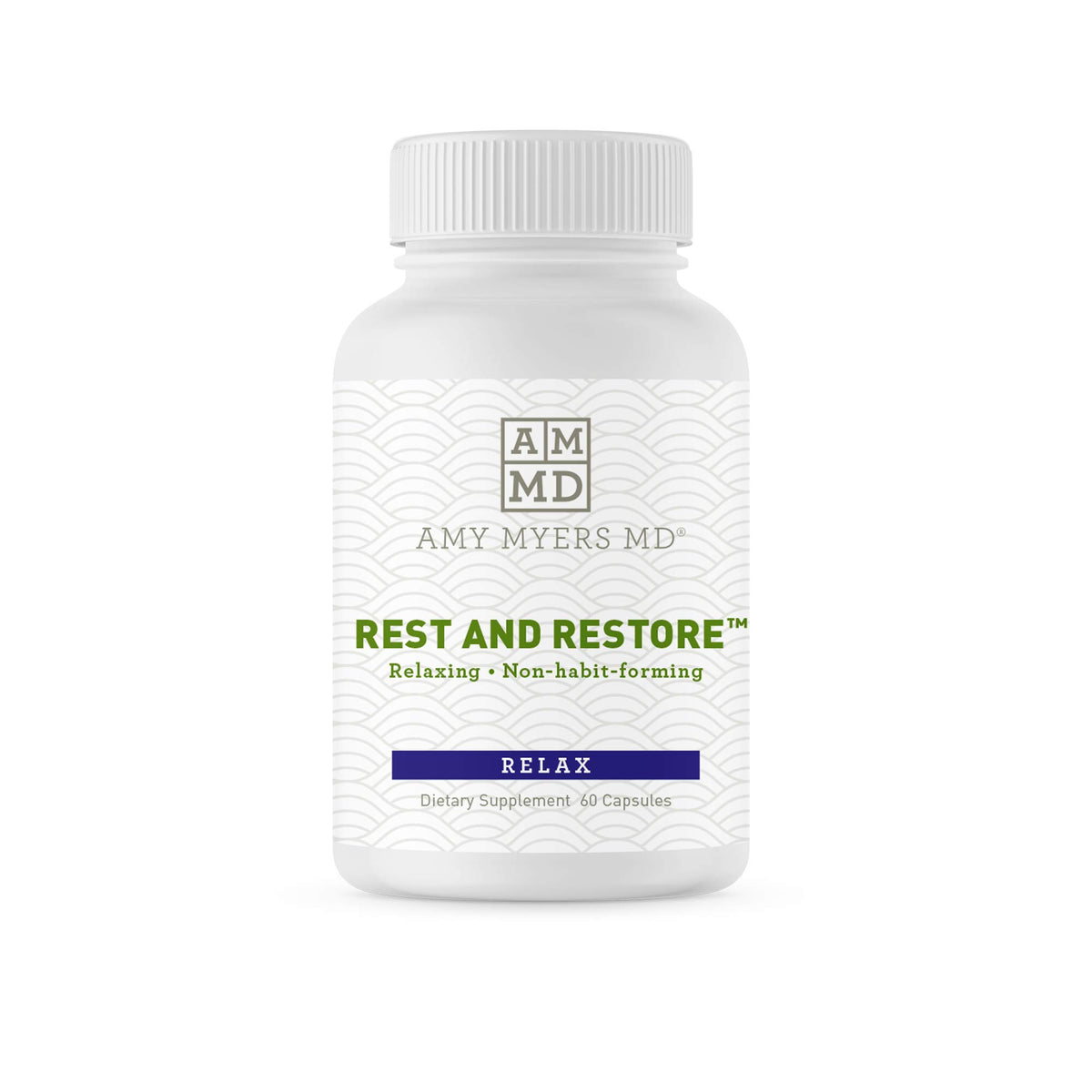 Amy Myers MD Rest and Restore – bouteille sur table de nuit pour le sommeil.