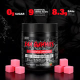 Gommes AMZXO EAA saveur fraise, faciles à prendre après l'entraînement.
