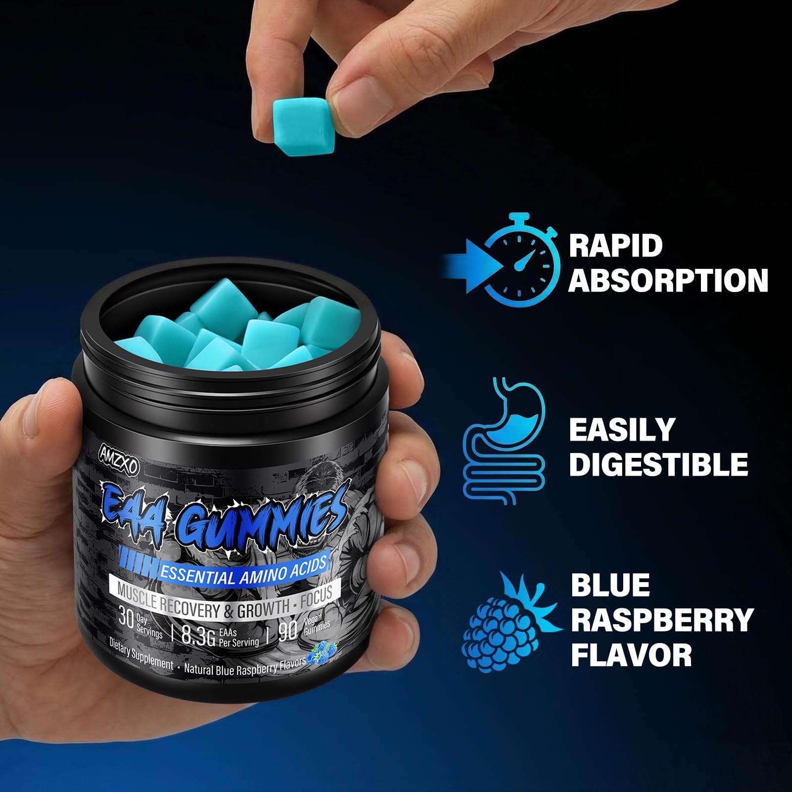 AMZXO EAA Gommes adaptées à un régime végétarien