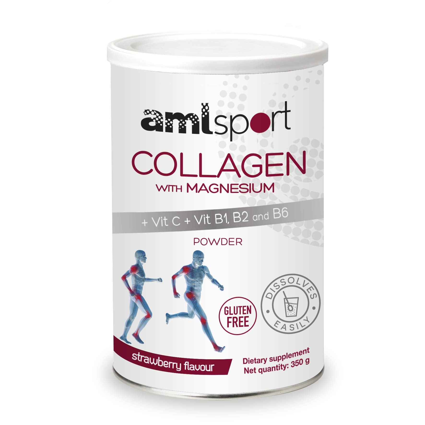Ana María Lajusticia AML Sport, bouteille poudre fraise, soutien potentiel des tendons et muscles.