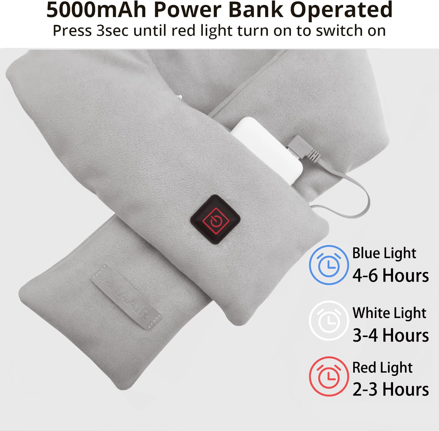 AnaAir banque énergie 5000mAh, alimentation portable pour chaleur sans fil.