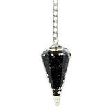 Pendule ANAYA AGATE en obsidienne noire, forme hexagonale idéale pour la divination.