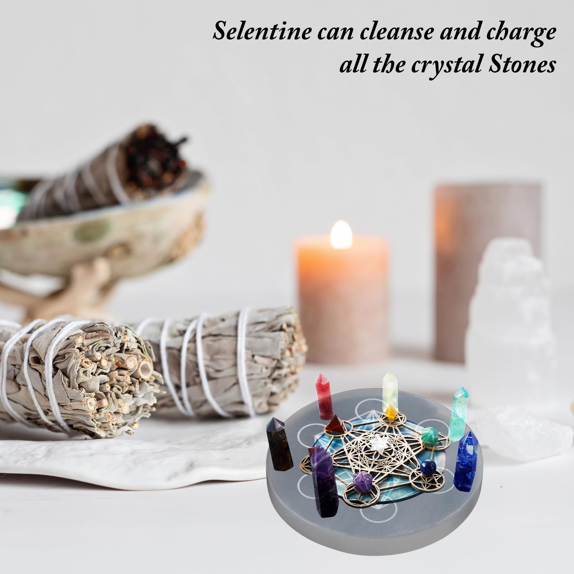 ANAYA AGATE plat sélénite cadeau parfait pour bien-être.