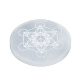 ANAYA AGATE plat sélénite Metatron Cube gravé, purification des cristaux.