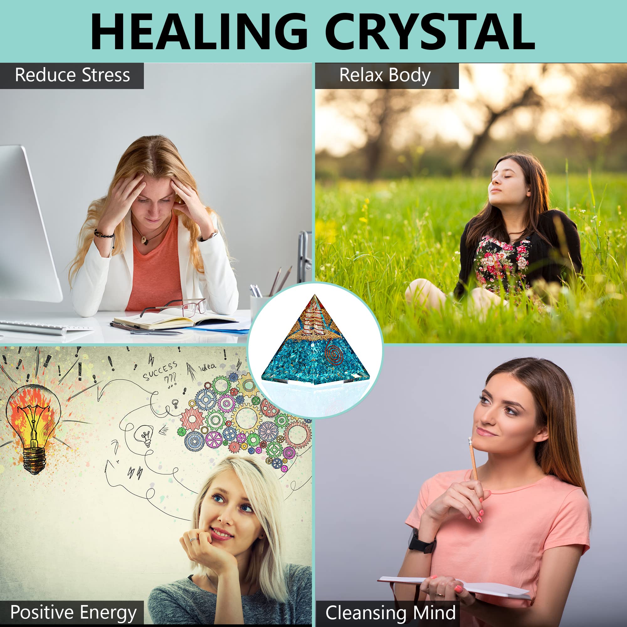ANAYA AGATE pyramide orgonite Aquamarine, équilibre des chakras