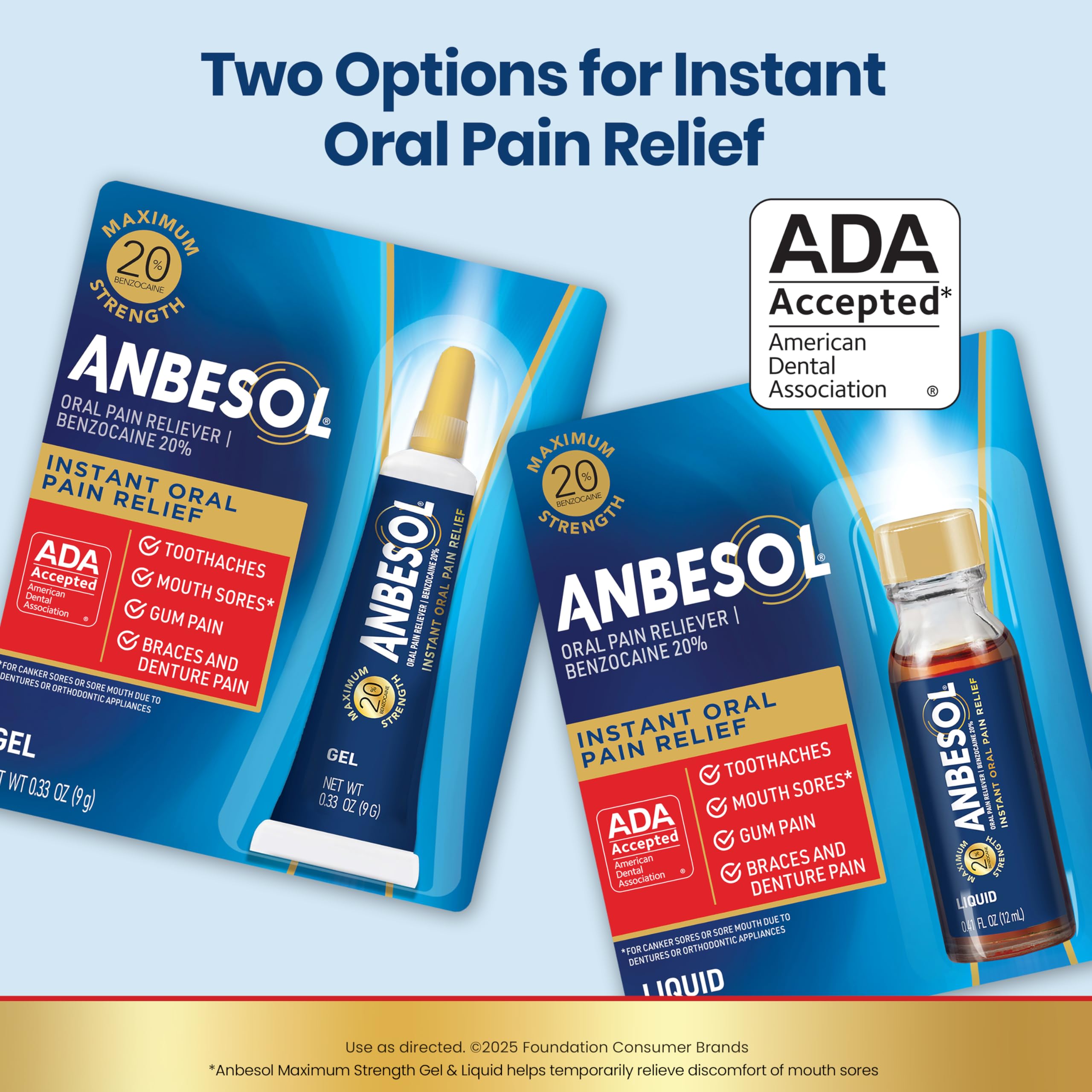 Anbesol Gel Puissance Maximale compatible prothèses, réduction de l’inconfort lors du port.