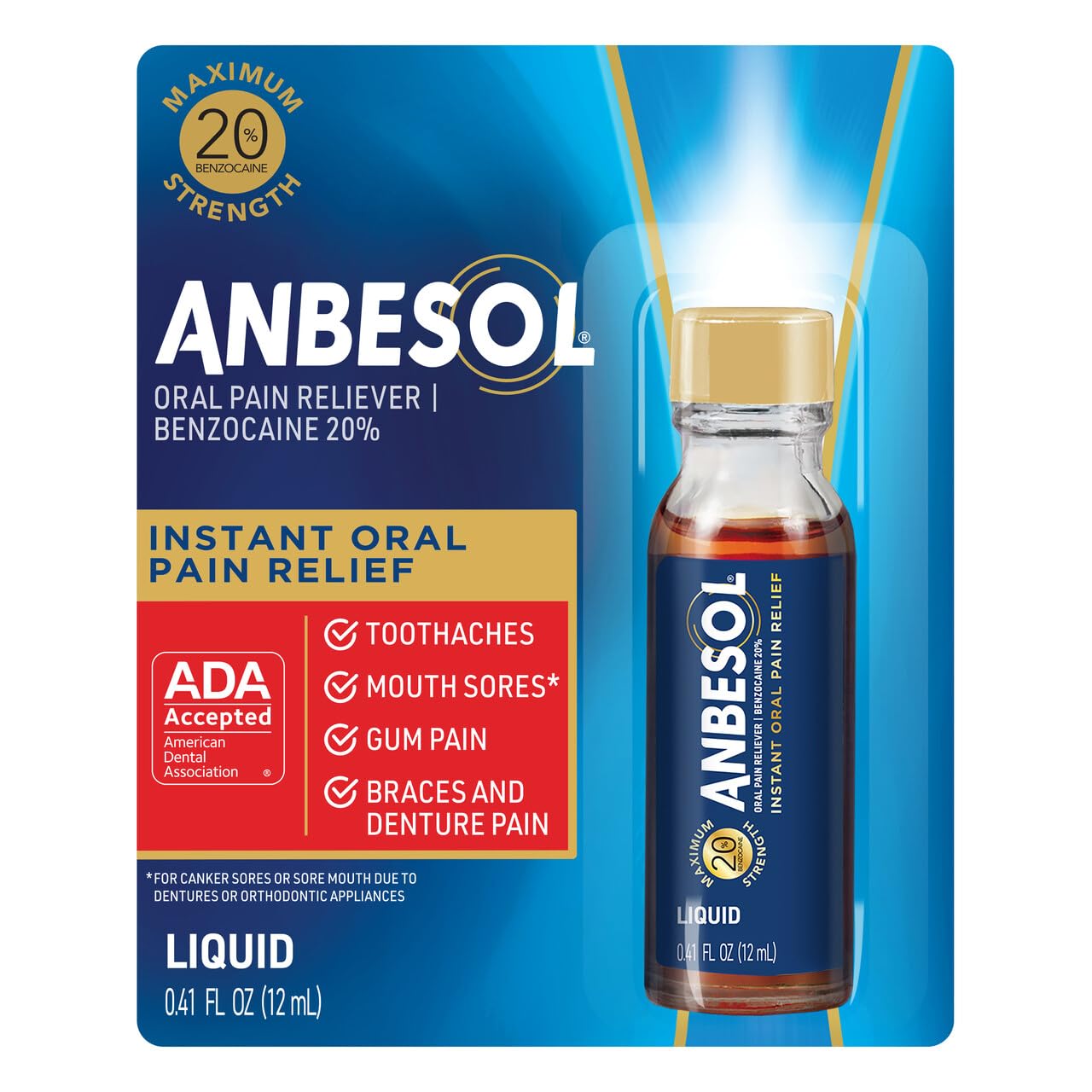 Anbesol Liquide : bouteille pratique pour apaiser douleur dentaire