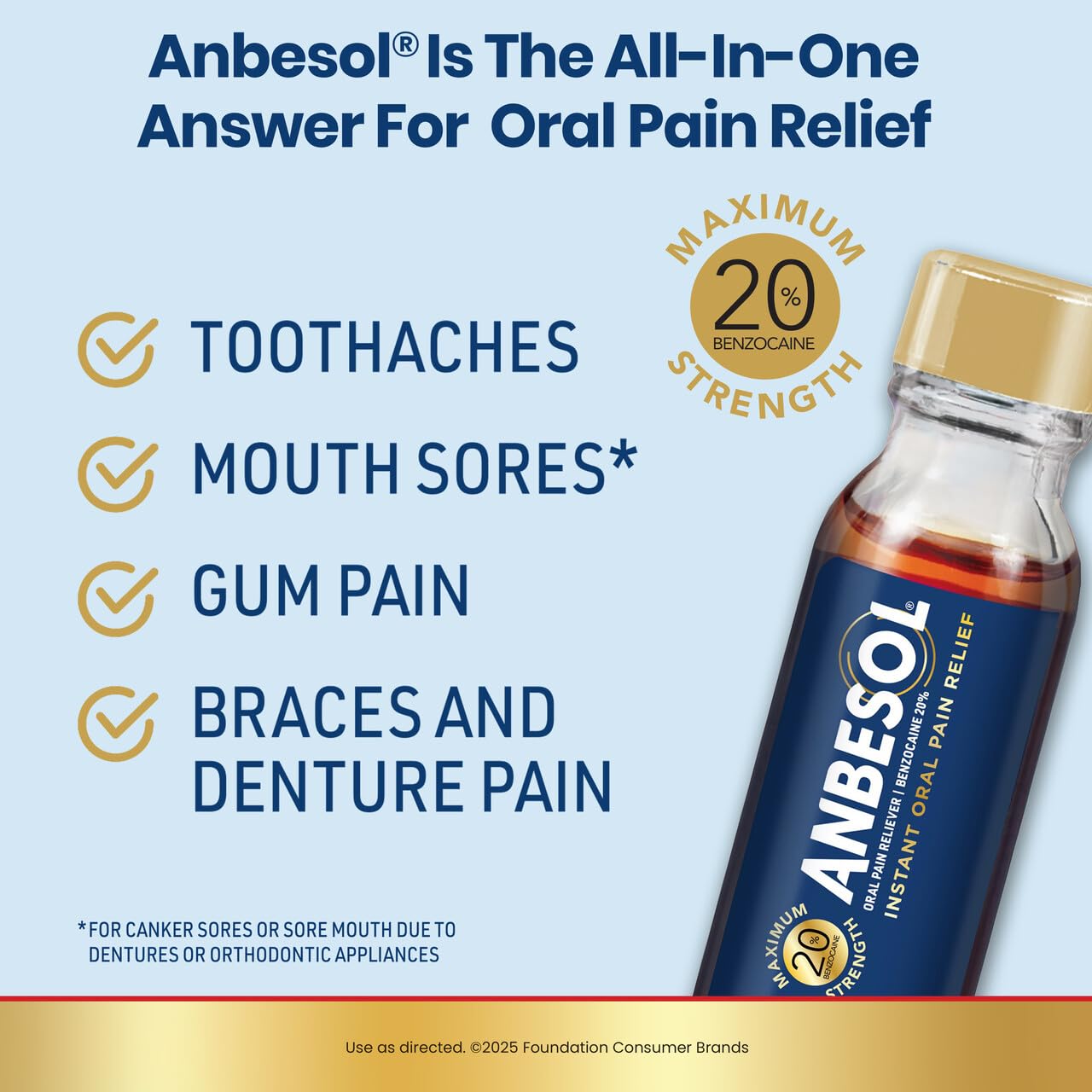 Anbesol Liquide : embout pour application ciblée sur douleur dentaire