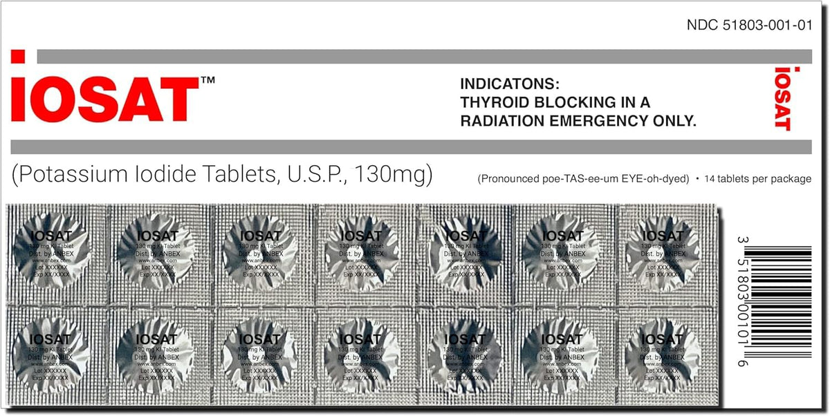 ANBEX IOSAT – comprimés d'iodure de potassium, emballage blister pratique pour l’urgence