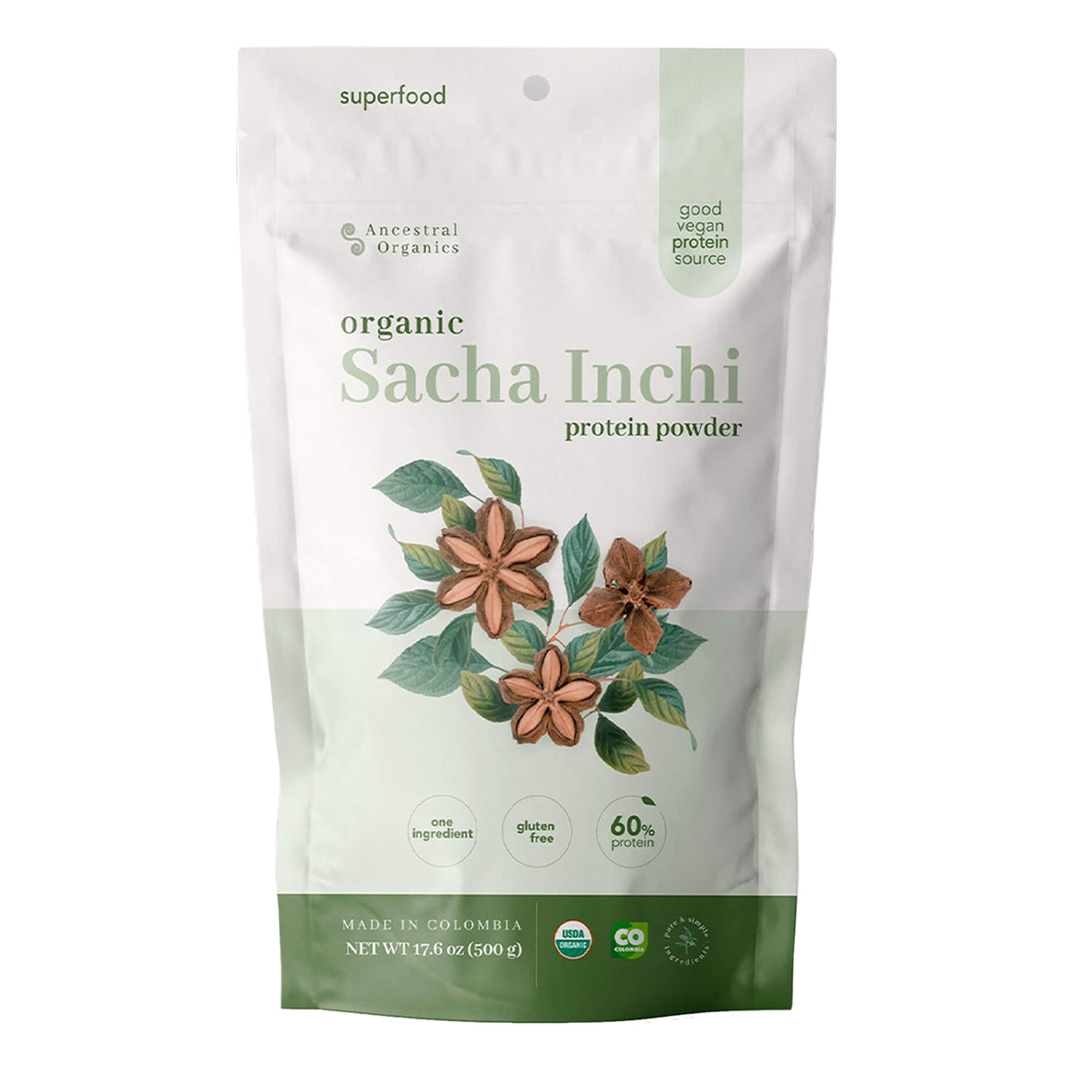 ANCESTRAL ORGANICS Sacha Inchi poudre dans un tub – protéine végétale complète pour smoothies