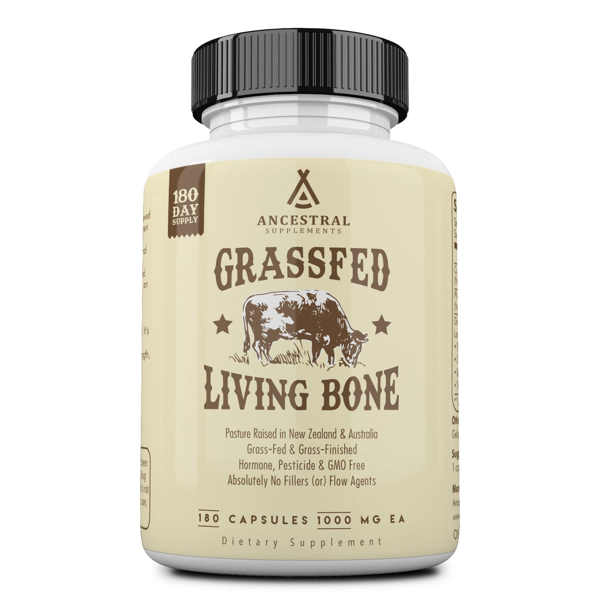 Ancestral Supplements Os vivant en capsules dans la bouteille, soutien potentiel des os.