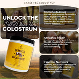 Ancestral Supplements Colostrum Poudre, tableau nutritionnel clair pour connaître les nutriments clés.