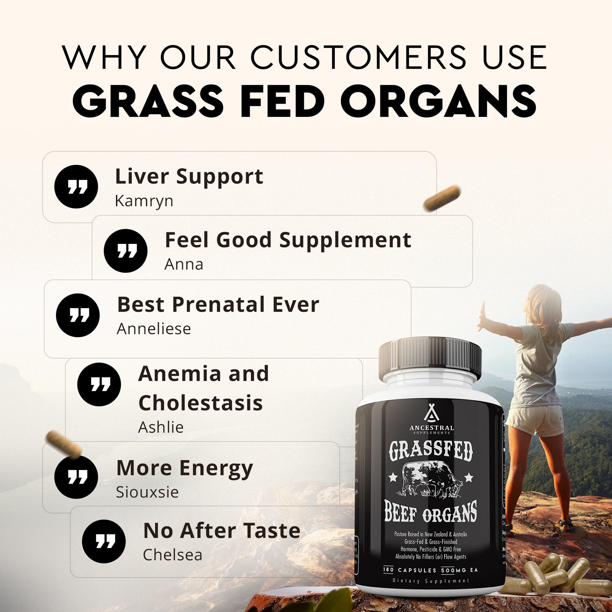 Ancestral Supplements flacon, facilité d'utilisation pour une routine pratique.