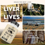 Ancestral Supplements Foie de boeuf nourri à l’herbe — valeurs nutritionnelles élevées, potentiel de vitalité.