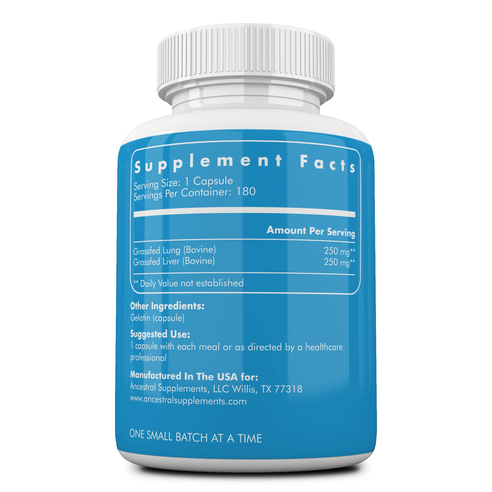Capsules Ancestral Supplements foie et poumons — nutriments potentiels pour l'immunité et la peau.
