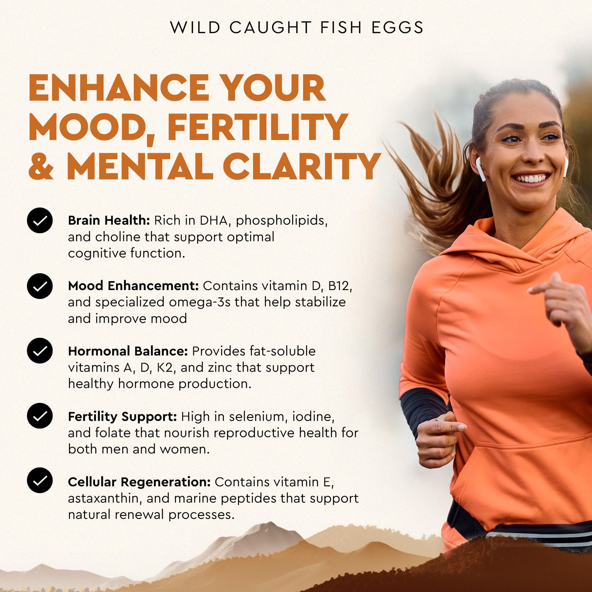 Gros plan sur les capsules Ancestral Supplements, œufs de poisson sauvages