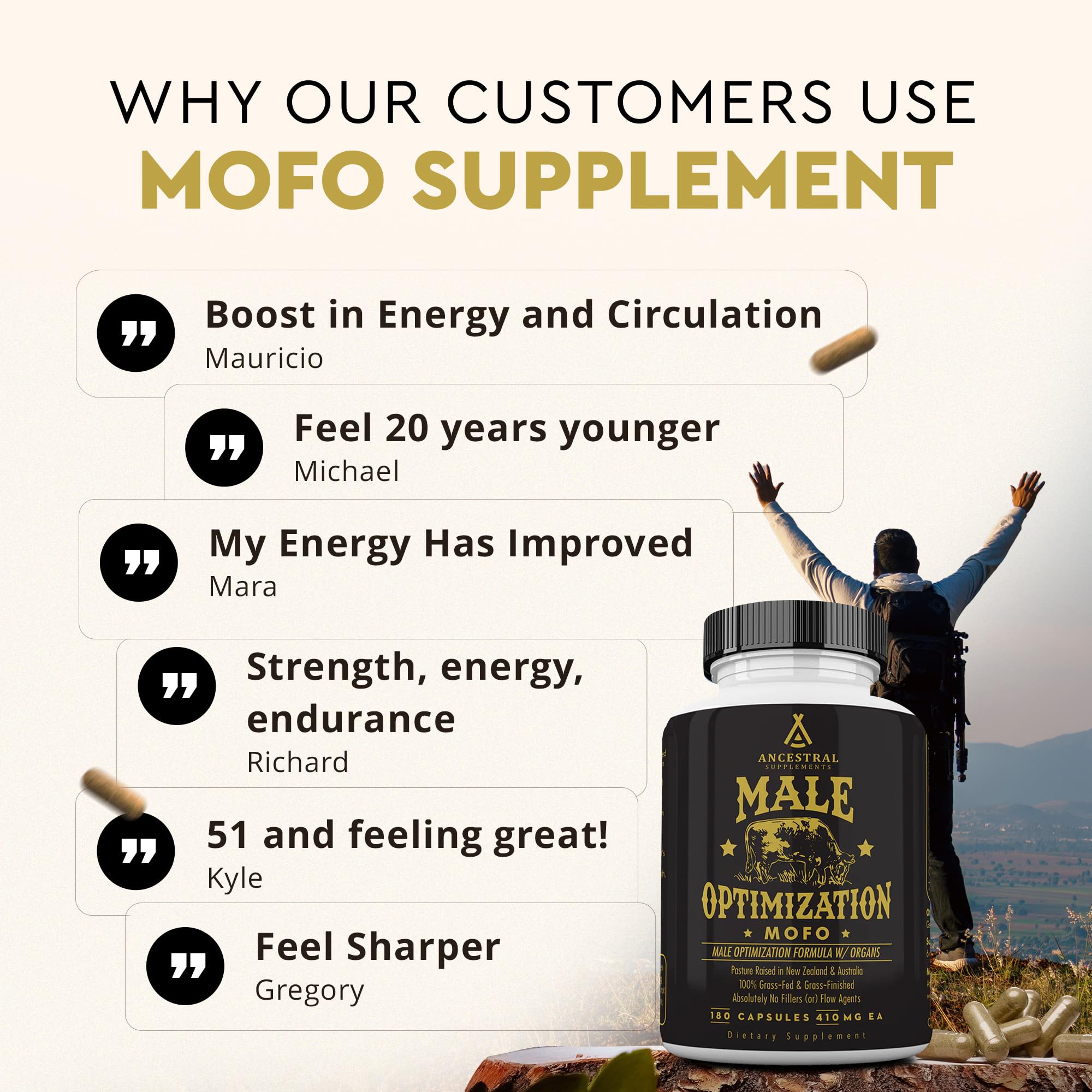 Ancestral Supplements Mofo – Emballage sans plastique pour une solution responsable.