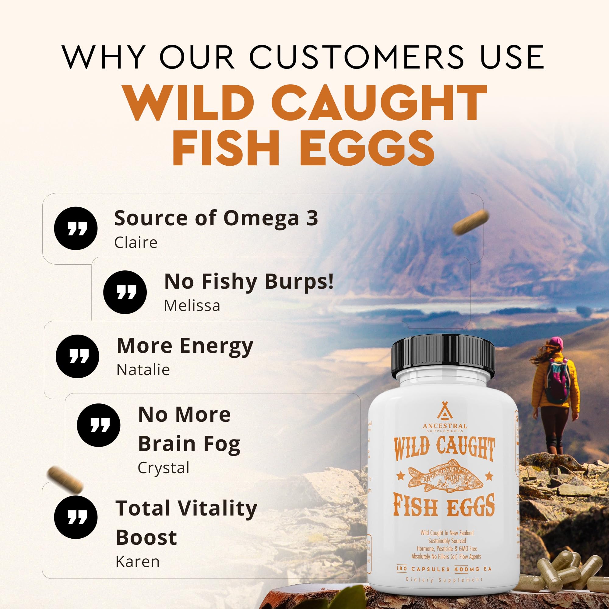 Pêche sauvage MSC: Ancestral Supplements, origine durable et sans OGM