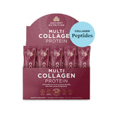 Ancient Nutrition Multi-Collagen poudre emballage boîte, pratique pour voyager et doser.