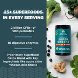 Ancient Nutrition Supergreens Detox & Alkalize, mélange vert dans eau pour un jus rapide
