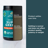 Ancient Nutrition Supergreens Detox & Alkalize, étiquette indiquant fabrication aux États‑Unis et sécurité