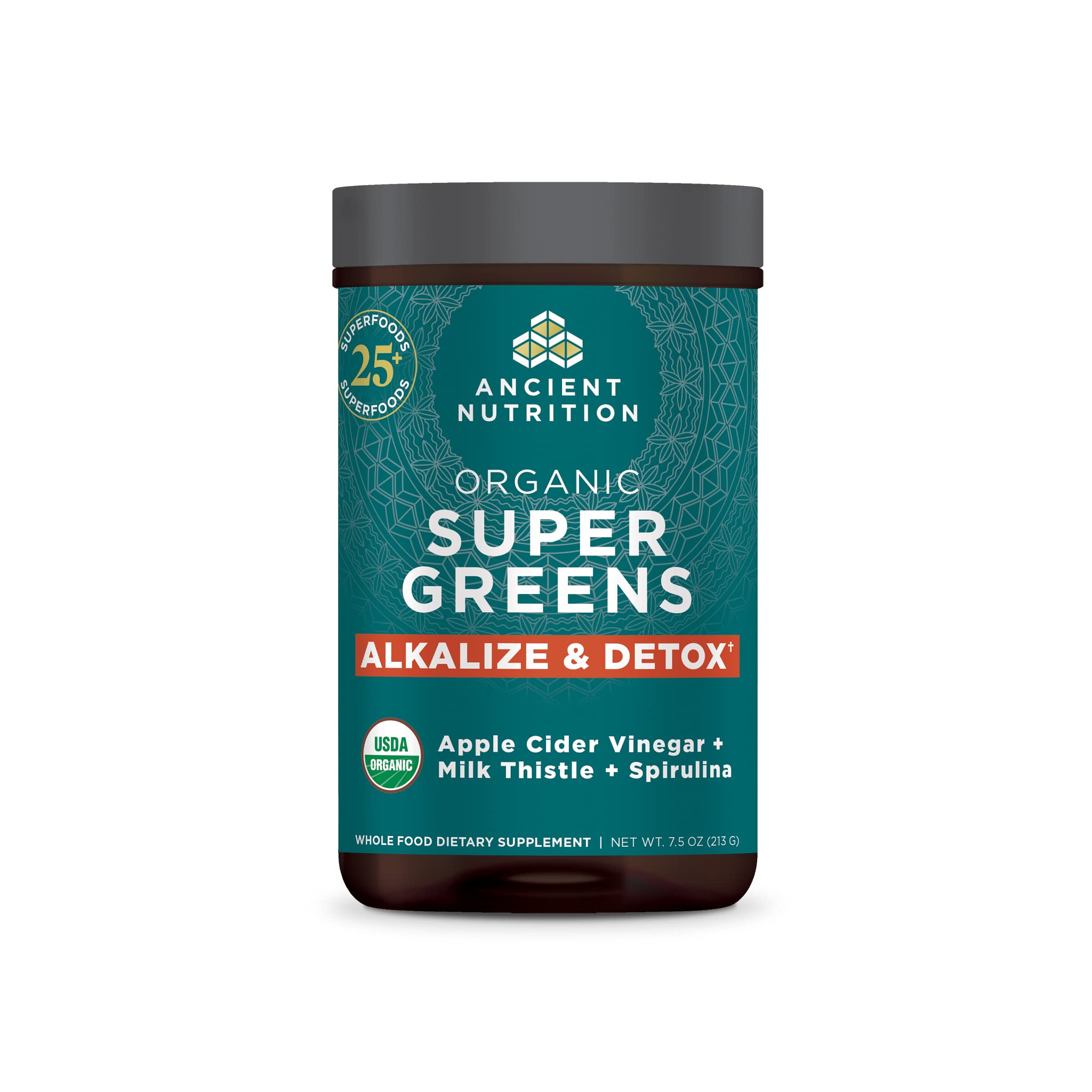 Ancient Nutrition Supergreens Detox & Alkalize en pot**, soutien potentiel à la digestion