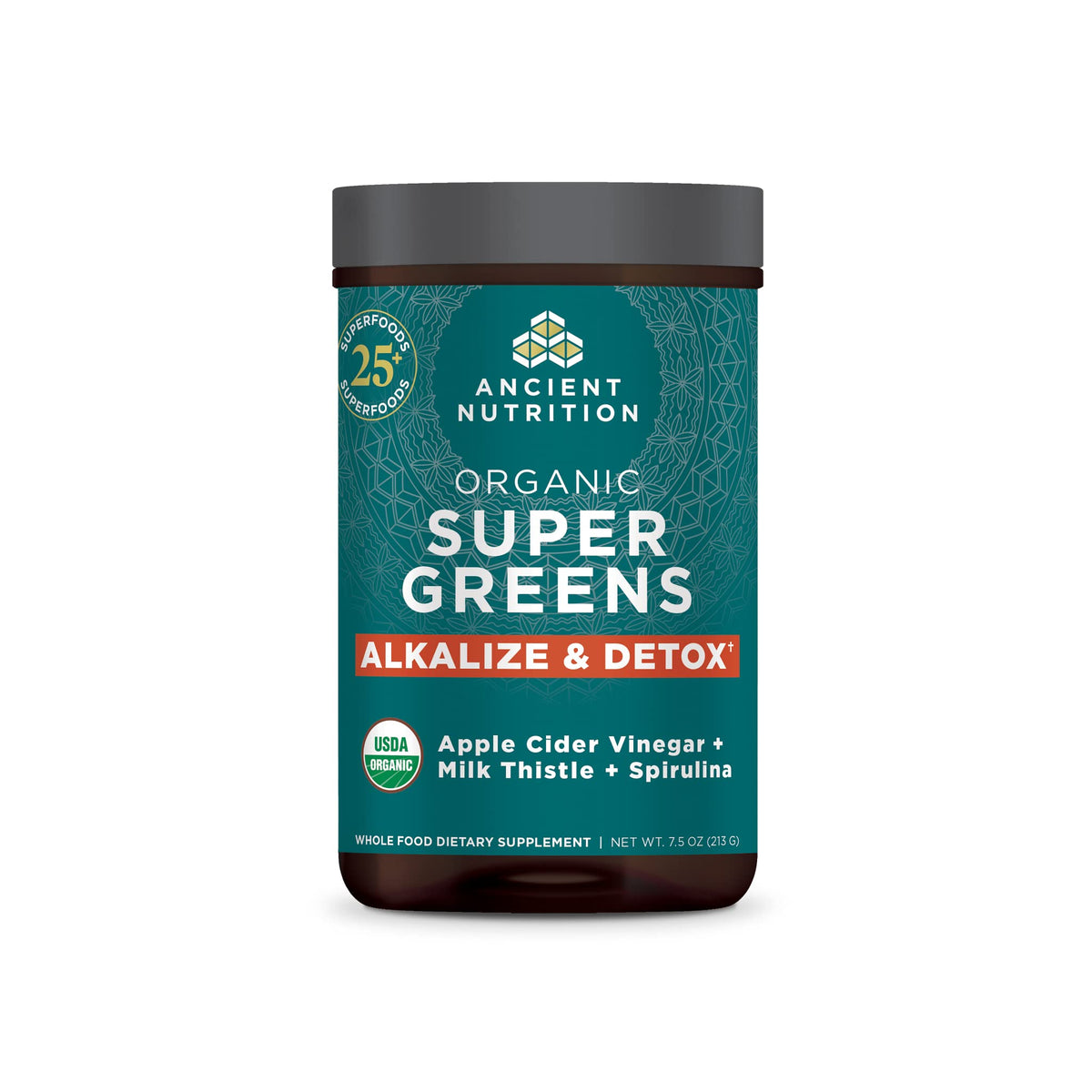 Ancient Nutrition Supergreens Detox & Alkalize en pot**, soutien potentiel à la digestion