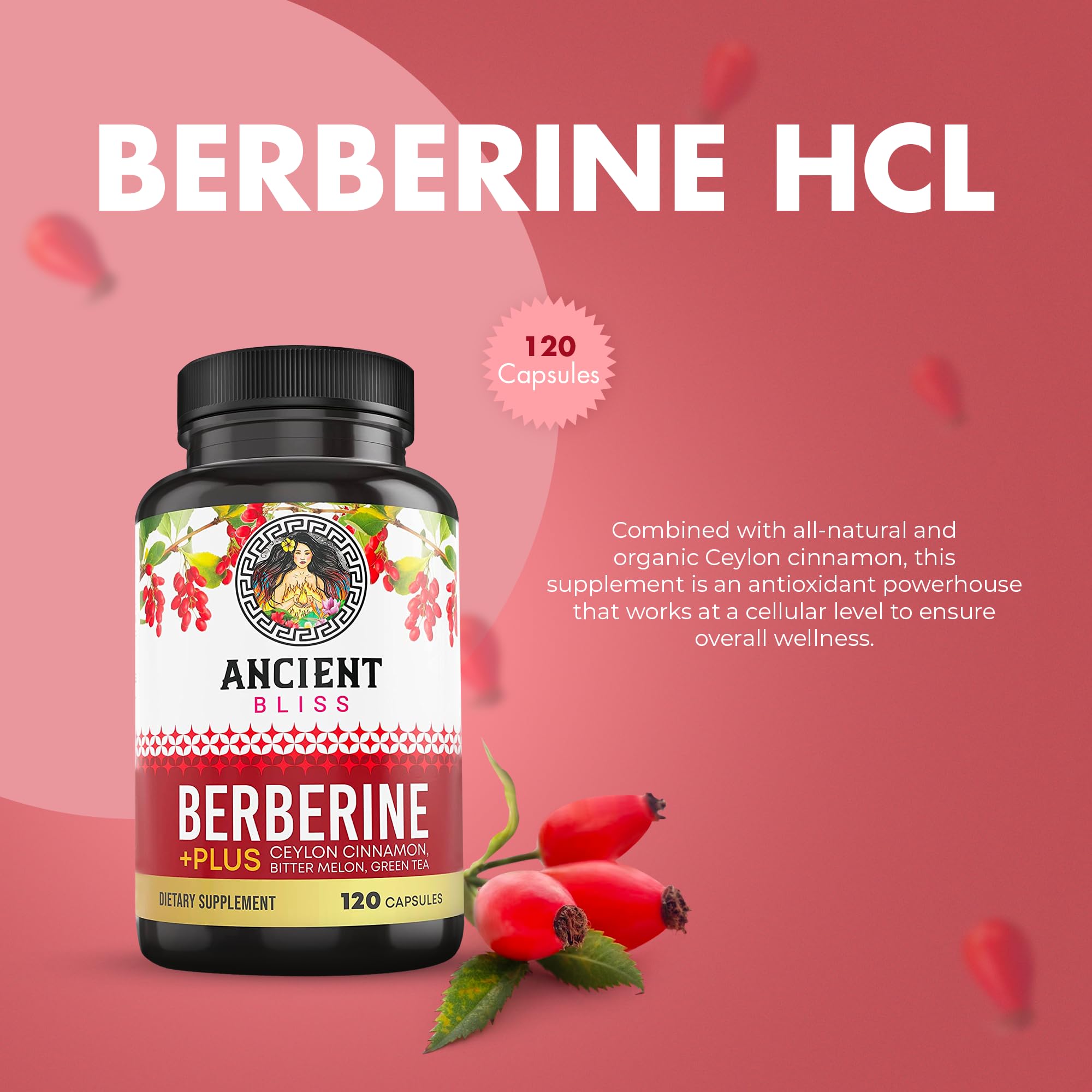 Ancient Bliss Berberine HCL 1200mg - cannelle de Ceylan: arôme réconfortant et usage quotidien.