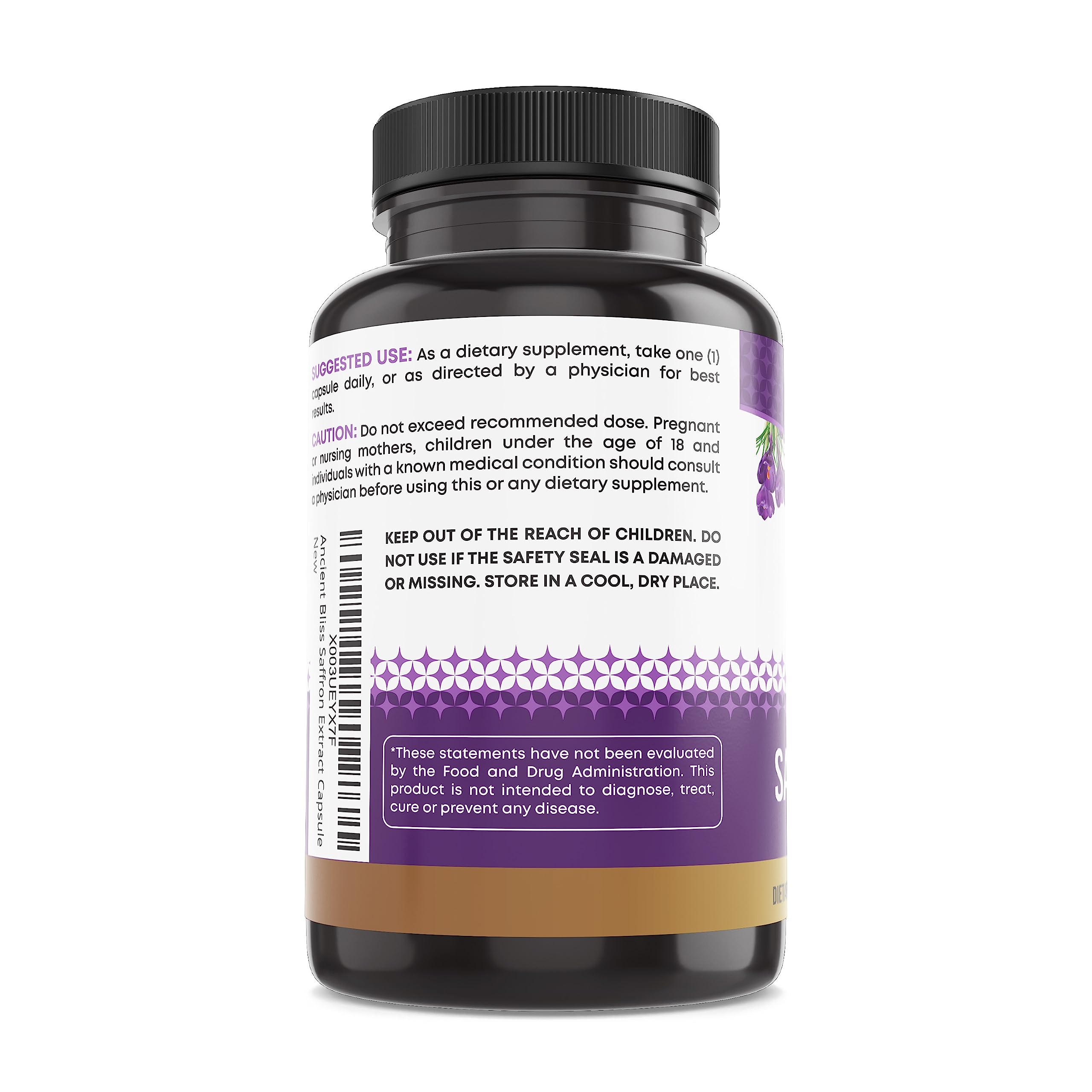 Ancient Bliss safran: dosage quotidien simple et pratique.