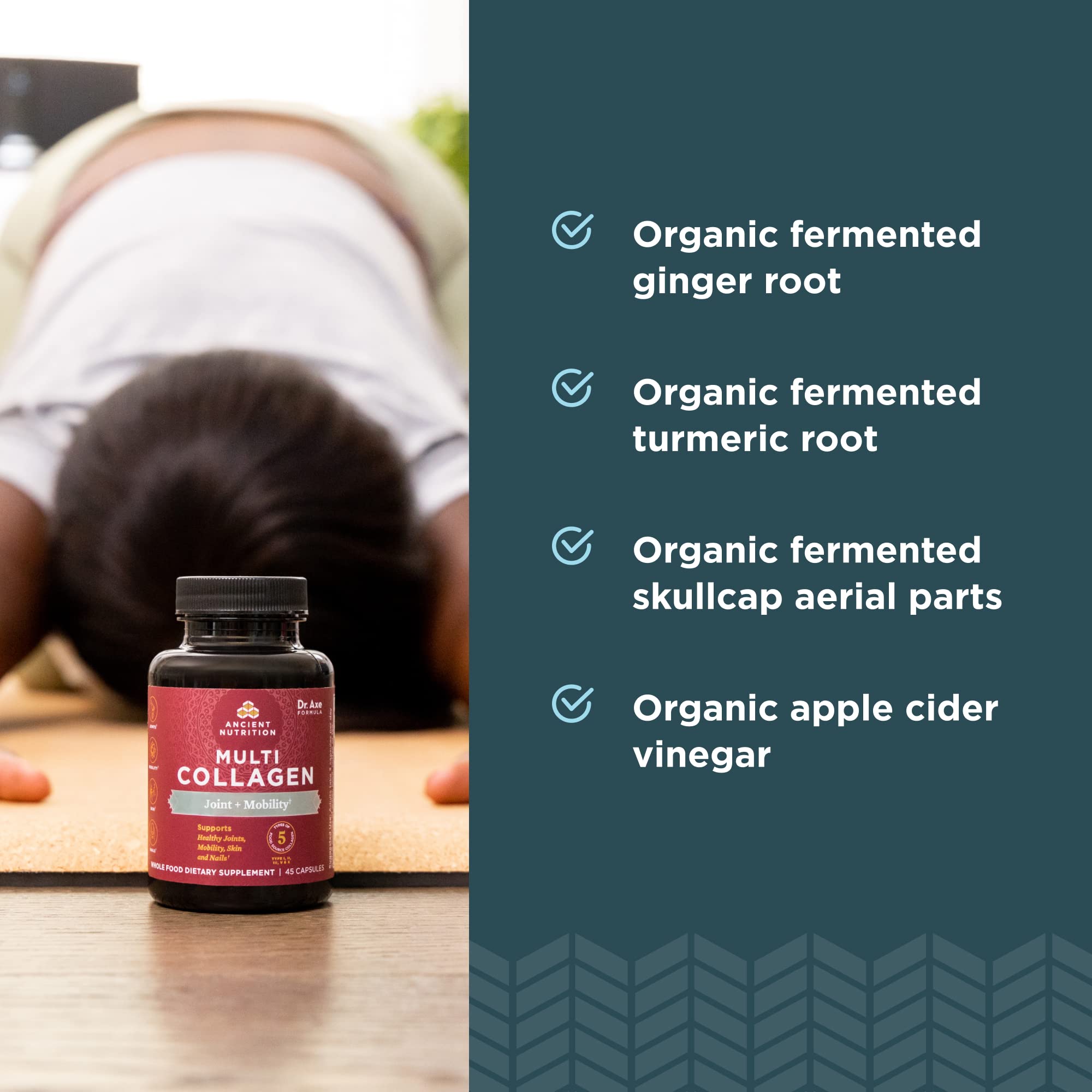 Ancient Nutrition capsules collagène Paleo et Keto, sans gluten, pratique au quotidien.