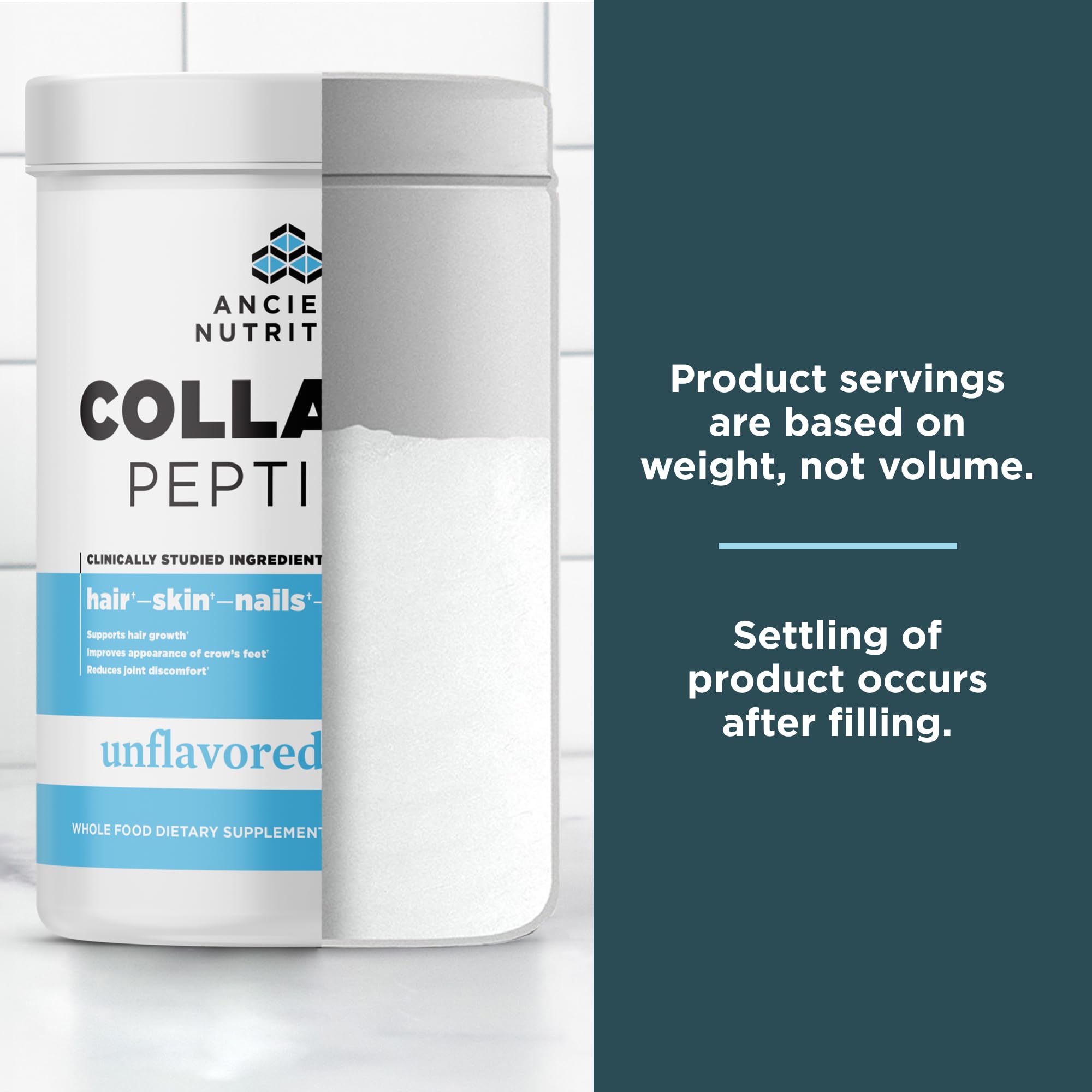 Ancient Nutrition Collagen Peptides sans arôme, 14 portions de 20 g chacune.